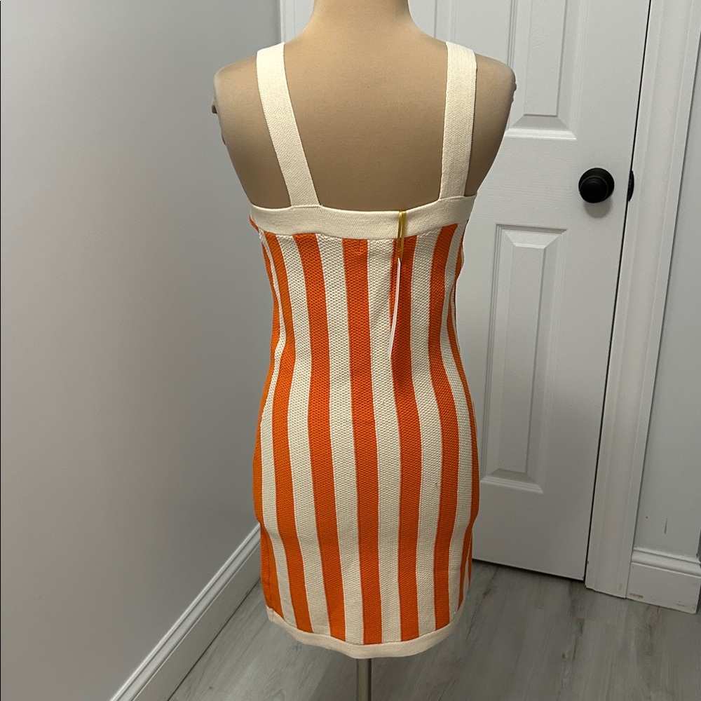 House of Harlow 1960 Knit Striped Tank Dress Orange Beige - Picture 2 of 7